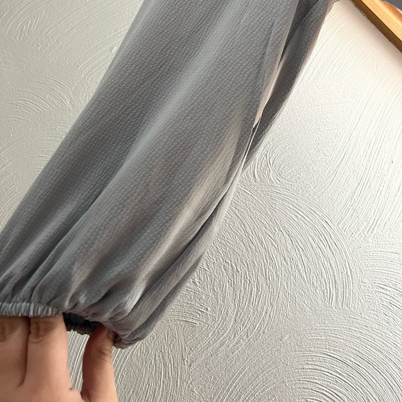 Call Me Angel Textured Satin Dress in Dusty Blue - Picture 10 of 11